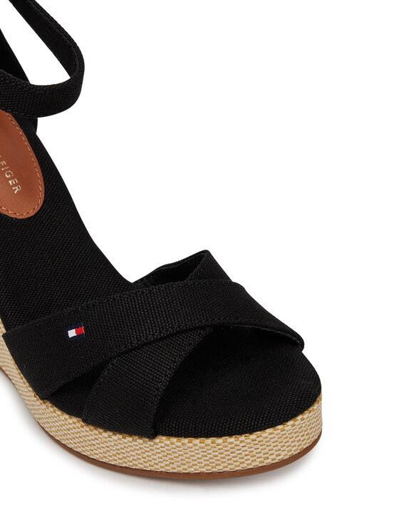 Tommy Hilfiger Tommy Hilfiger Sandale Flag High Wedge Espad Crisscross FW0FW08661 Crna