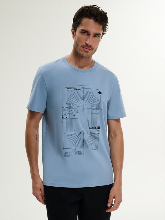 4F 4F T-Shirt MONOCHROME MOVEMENT Niebieski jasny Regular Fit