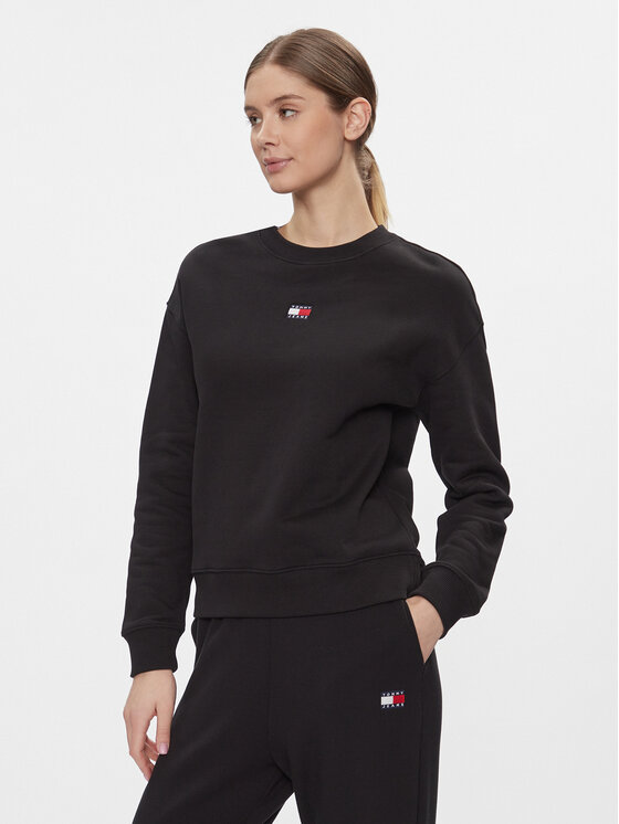 Tommy Jeans Mikina Badge DW0DW17325 Čierna Relaxed Fit
