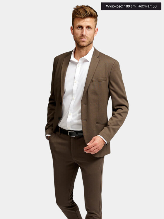 TeeShoppen TeeShoppen Marynarka 'Perform Collection' Brązowy Slim Fit