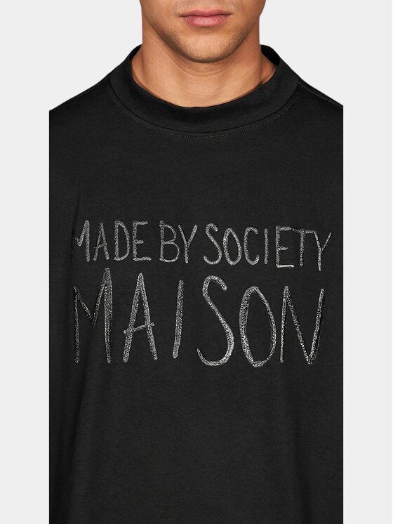 MADE BY SOCIETY MADE BY SOCIETY T-Shirt Script Maison - T17817 Czarny Basic Fit