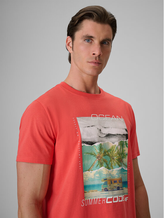 4F 4F T-Shirt SUMMER CODE Koralowy Regular Fit