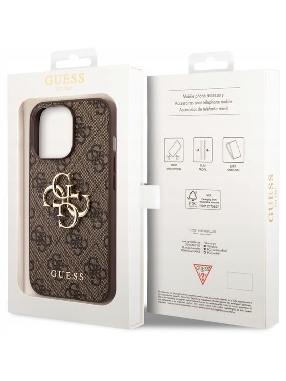Guess Guess Etui na telefon 4G Big Metal Logo Brązowy