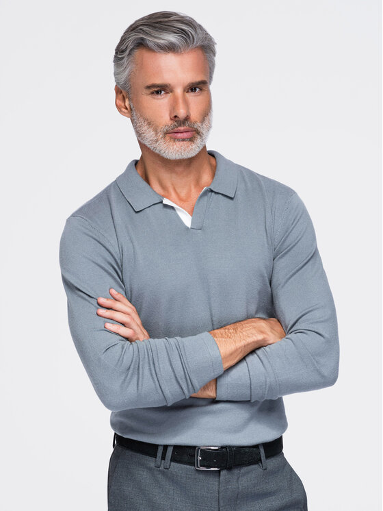 Ombre Ombre S dlouhým rukávem OM-POLS-0138 Šedá Regular Fit