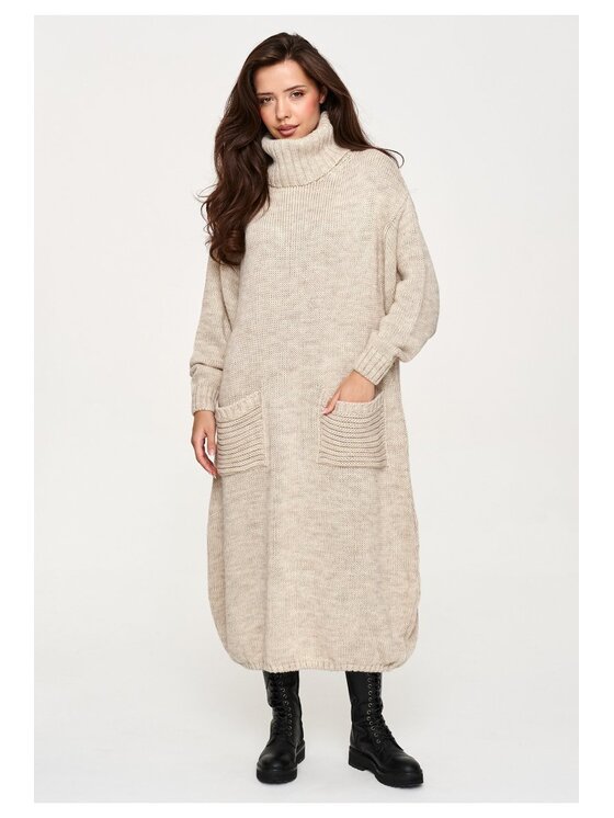 Makadamia Makadamia Sweter S178 Beżowy Loose Fit