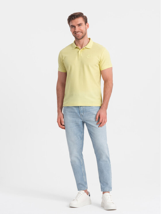 Ombre Ombre Polo OM-POBS-0100 Żółty Regular Fit