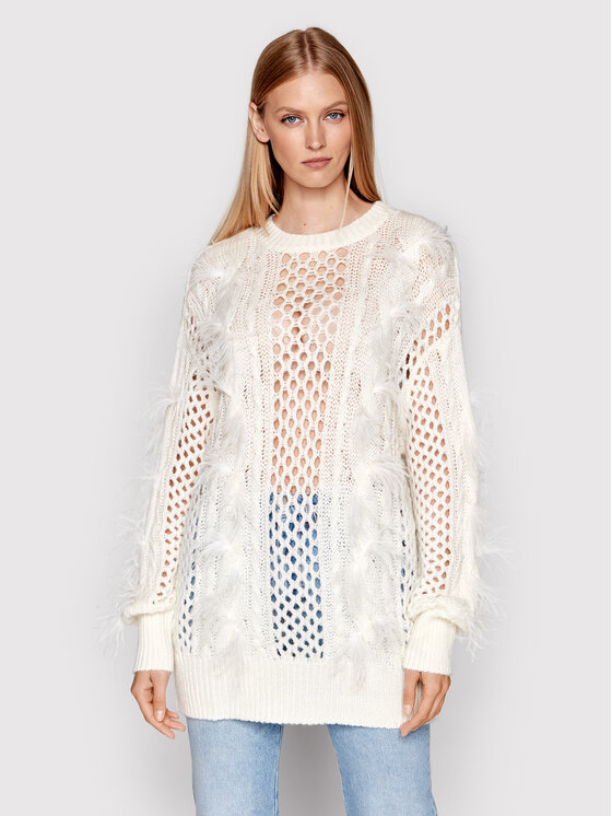 TWINSET Pulover 222TP3090 Écru Relaxed Fit