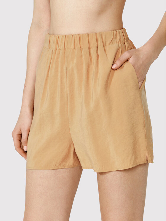 Simple Kratke hlače iz tkanine SKD005 Rjava Regular Fit