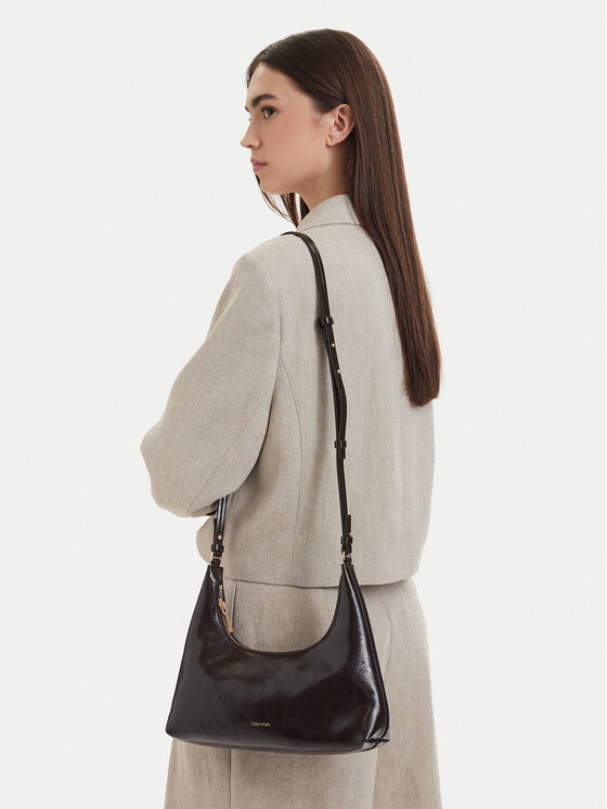 Calvin Klein Geantă Foil Logo Glossy Conv Shoulder B LV04F3737G Maro