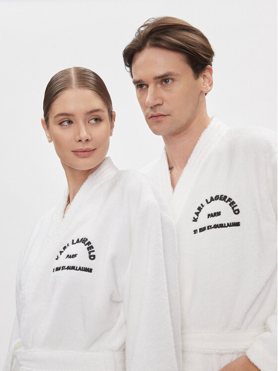 KARL LAGERFELD KARL LAGERFELD Szlafrok Unisex 215M2180 Biały Regular Fit