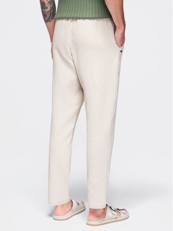 Ombre Ombre Spodnie materiałowe OM-PACP-0310 Biały Regular Fit
