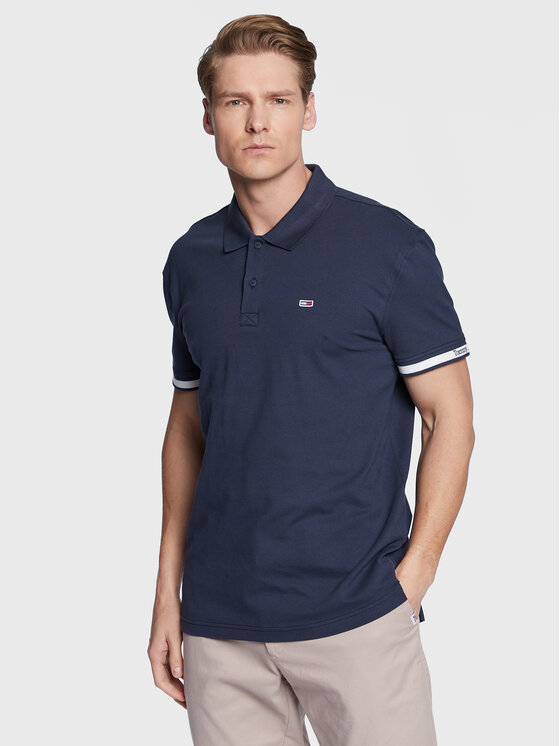 Tommy Jeans Polo Majica Classic Essential DM0DM15751 Mornarsko Modra Relaxed Fit