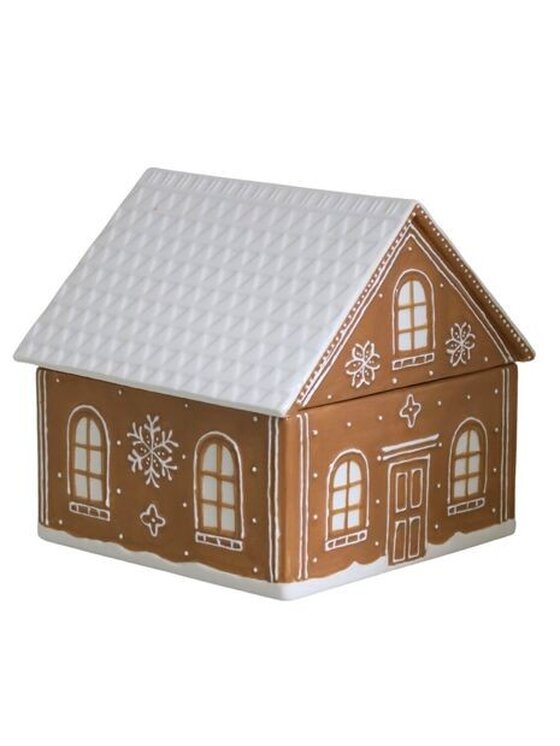 MIAhome MIAhome Pojemnik świąteczny ceramiczna PIERNIKOWY DOMEK Brązowy