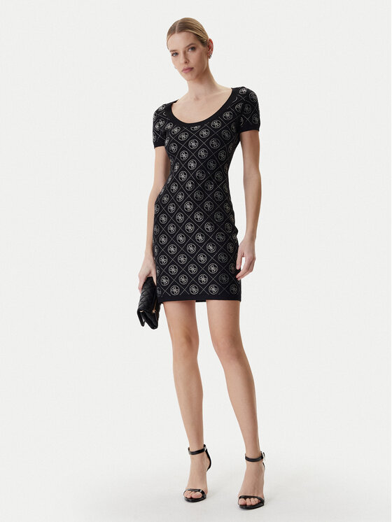 Guess Guess Трикотажна сукня W6RK92 Z3JD2 Чорний Regular Fit