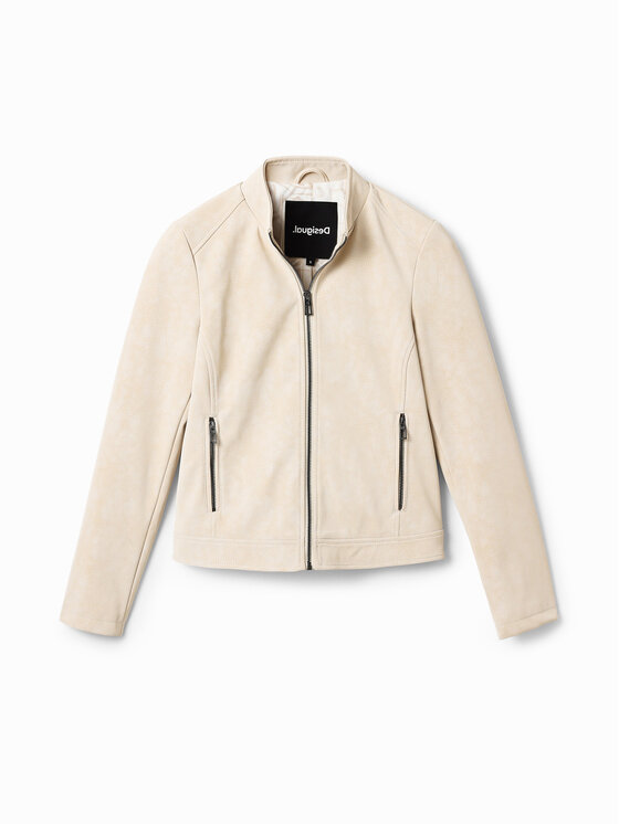 Desigual Desigual Jacke aus Kunstleder Detroit 23SWEW02 Écru Regular Fit