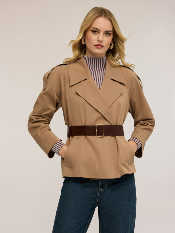 Motivi Motivi Trencz R000W000162N012 Kremowy Regular Fit