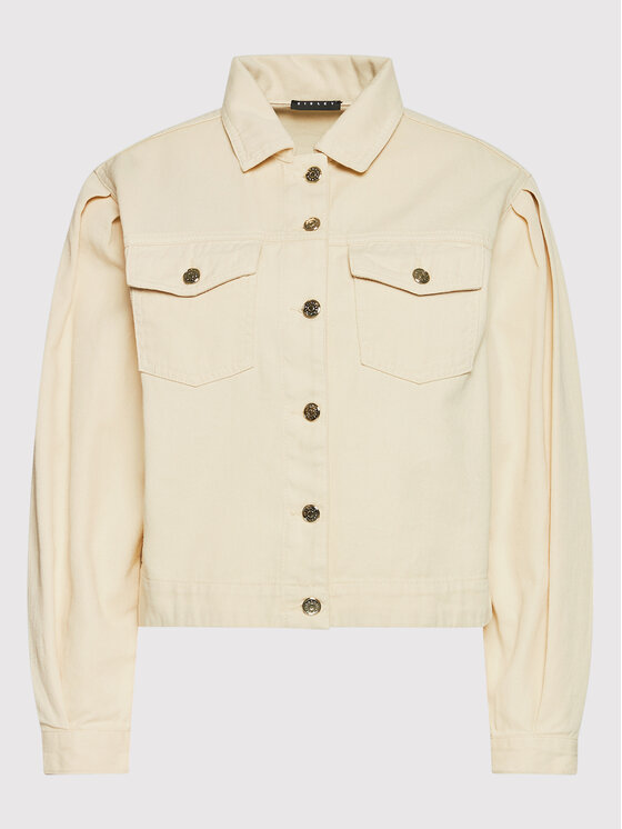 Sisley Sisley Jeansová bunda 2ZN5LO002 Béžová Regular Fit