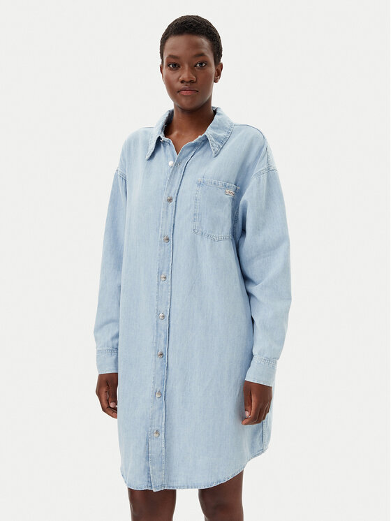 Calvin Klein Jeans Calvin Klein Jeans Дънкова рокля J20J225172 Син Relaxed Fit