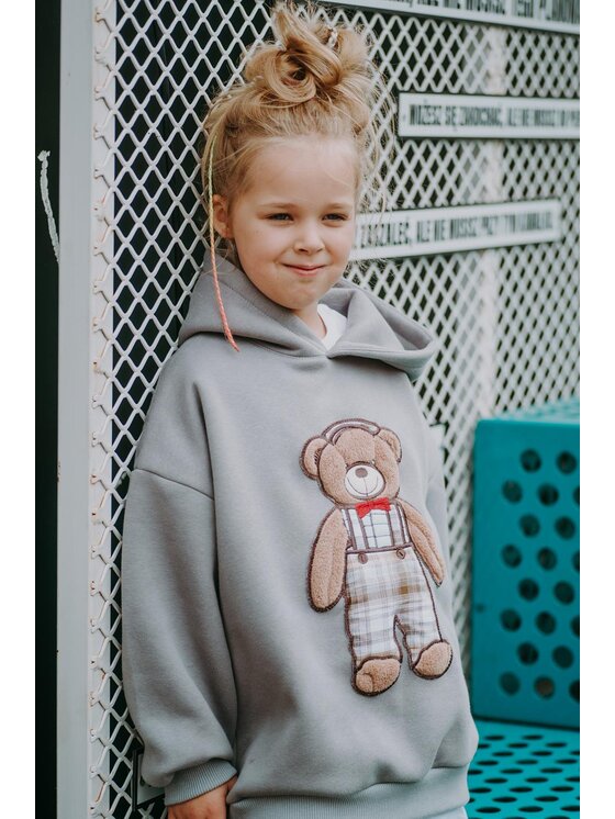 Bejbi Story Bejbi Story Bluza Bluza oversize Arthur Teddy z kapturem Szary Oversize