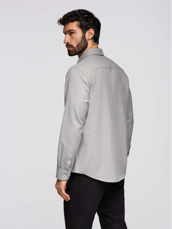 Ombre Ombre Koszula K694 Szary Regular Fit
