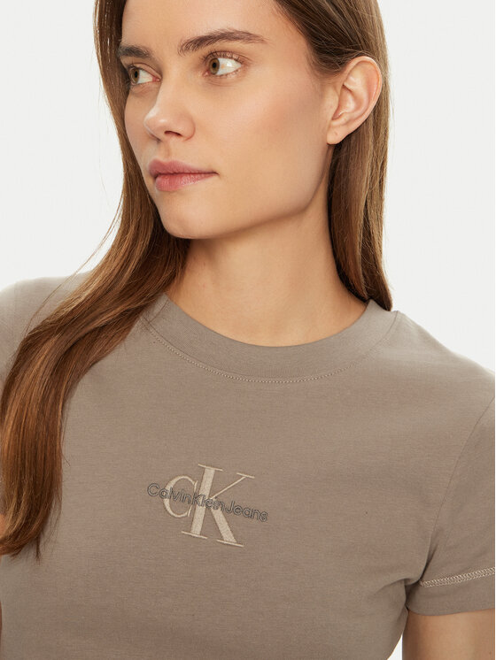 Calvin Klein Jeans Calvin Klein Jeans Marškinėliai Monologo J20J223563 Smėlio Slim Fit