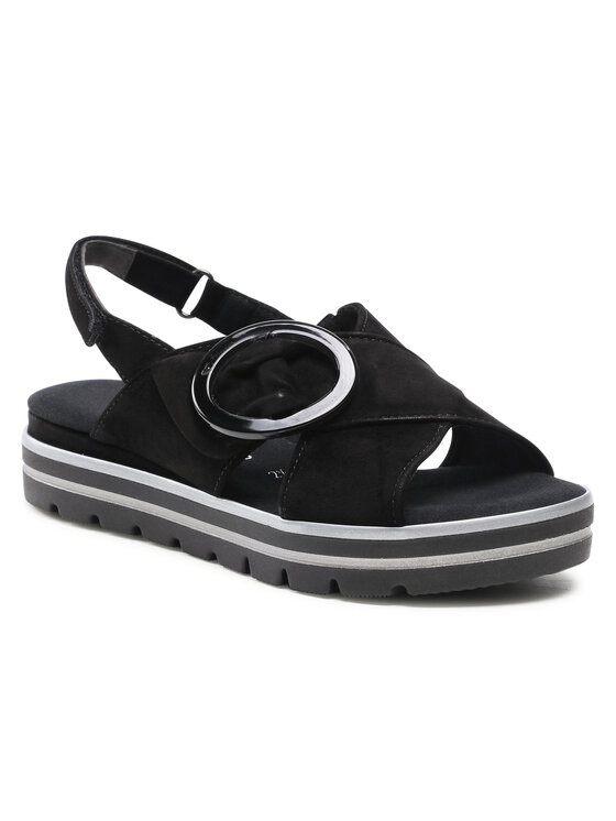 Gabor Sandales à Lanières Pour Femme Sur Gabor Sandales à Lanières Pour Femme - Taille Moyenne - Noir Chaussures Origine