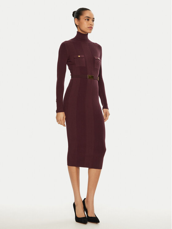 Elisabetta Franchi Elisabetta Franchi Sukienka dzianinowa AM-25B-46E3-V440 Bordowy Slim Fit
