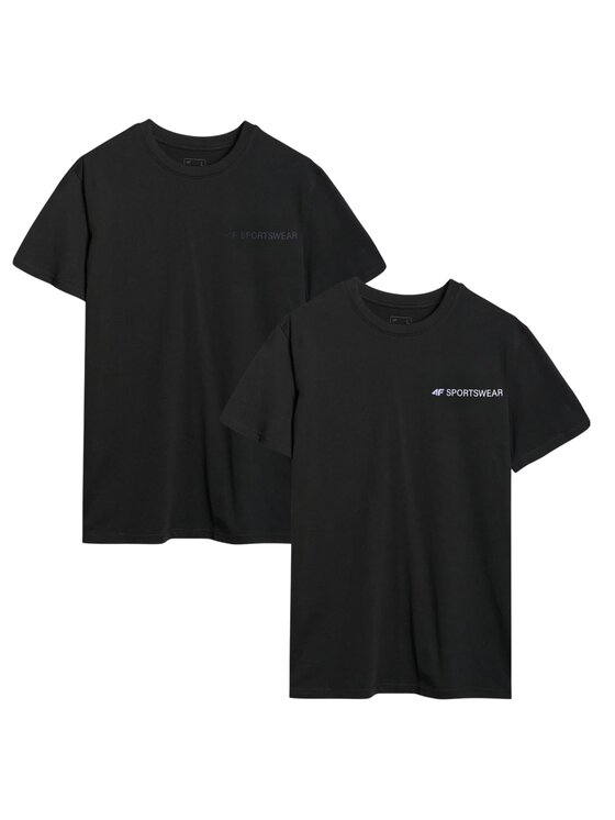 4F 4F T-Shirt 4FWAW24FWAW25TTSHM3457-020S-S_4FWAW25TTSHM3457-20S5TTSHM3458-020S Černá Regular Fit
