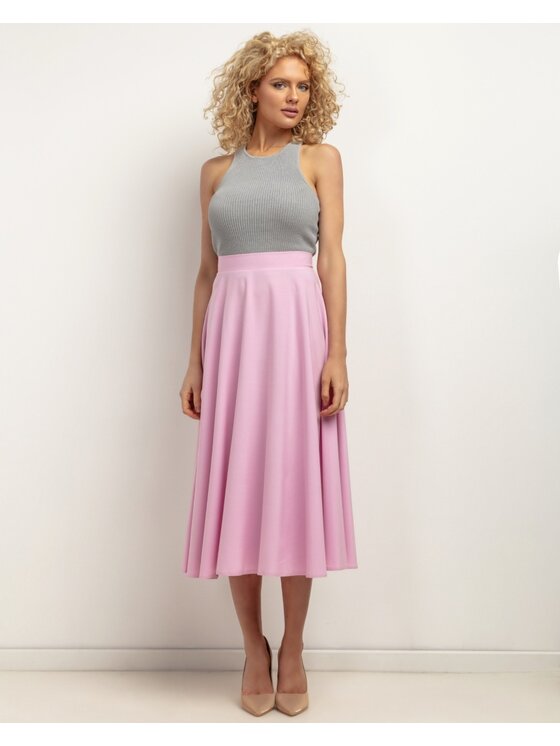 Tessita Tessita Midi sukně SPÓDNICA_T440 _2_XL Růžová Flared Fit