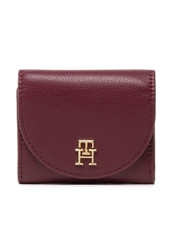 Mały Portfel Damski Tommy Hilfiger, Bordowy, Life Med Wallet AW0AW13627