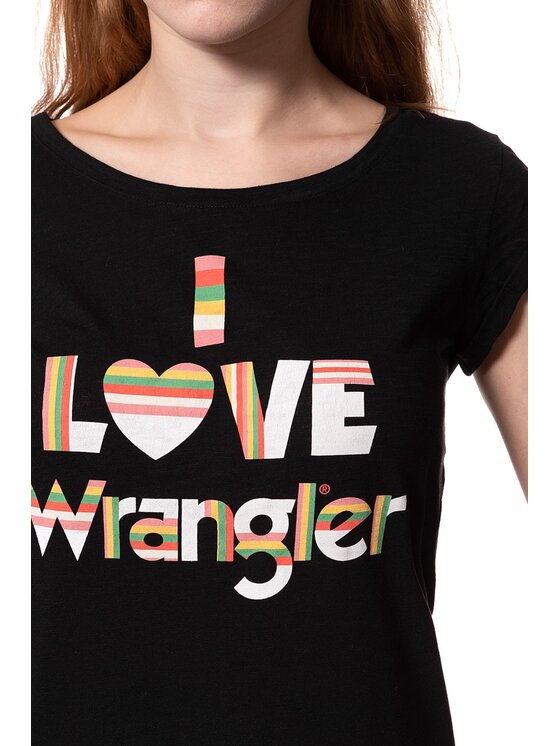 Wrangler Wrangler T-Shirt I LOVE TEE Czarny Regular Fit