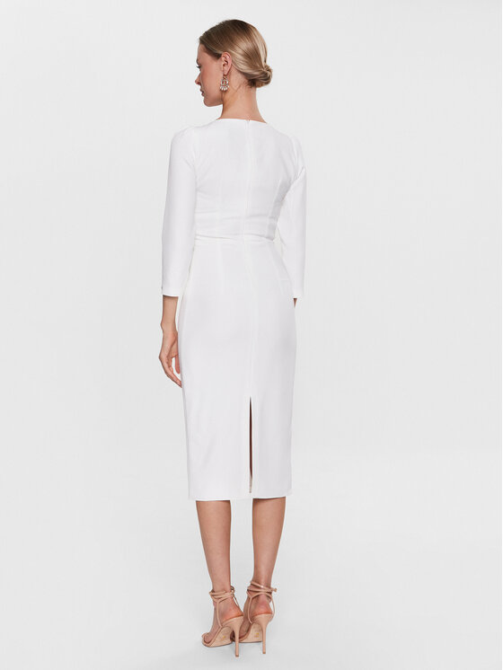 Nissa Nissa Sukienka codzienna RZ13994 Biały Slim Fit