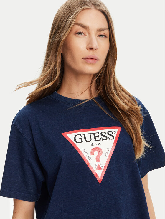 Guess Jeans Guess Jeans Póló W5GI20 KCTG1 Sötétkék Regular Fit
