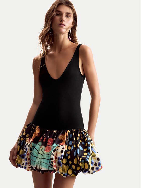 Desigual Desigual Rochie cocktail Sparckler Lacroix 26SWVK11 Negru Slim Fit