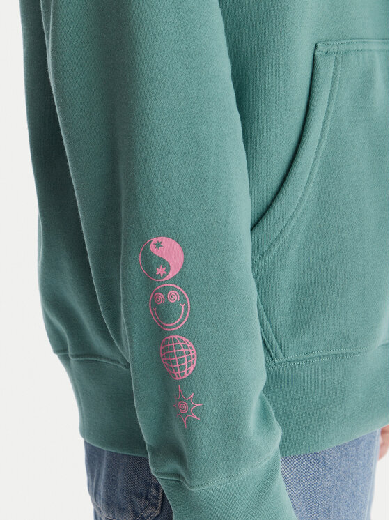 Quiksilver Quiksilver Džemperis Graphic Hood Zip EQYFT05133 Žalia Regular Fit