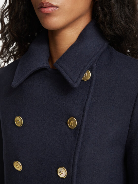 Tommy Hilfiger Tommy Hilfiger Вълнено палто WW0WW51554 Тъмносин Regular Fit