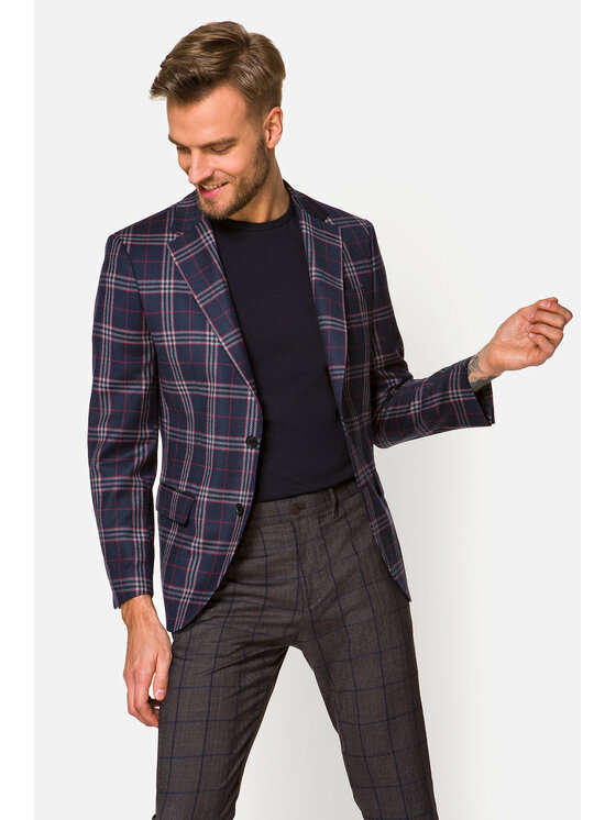 Lancerto Lancerto Marynarka Lanzarote Granatowy Regular Fit