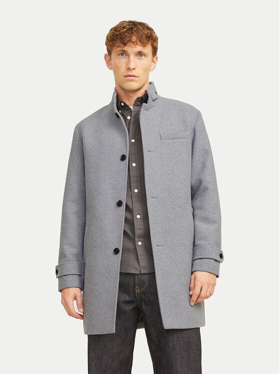 Jack&Jones Jack&Jones Vilnonis paltas Melton 12258672 Pilka Regular Fit