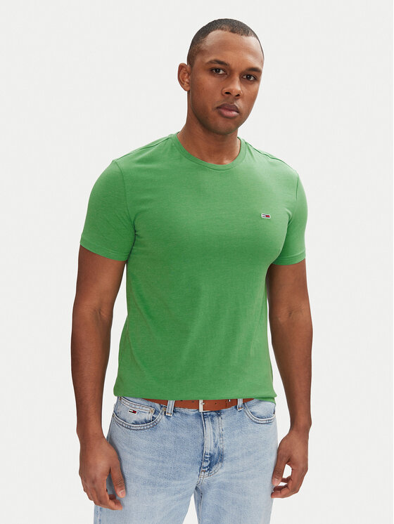 Tommy Jeans T-shirt Jaspe DM0DM20363 Verde Slim Fit, taglia : 3XL
