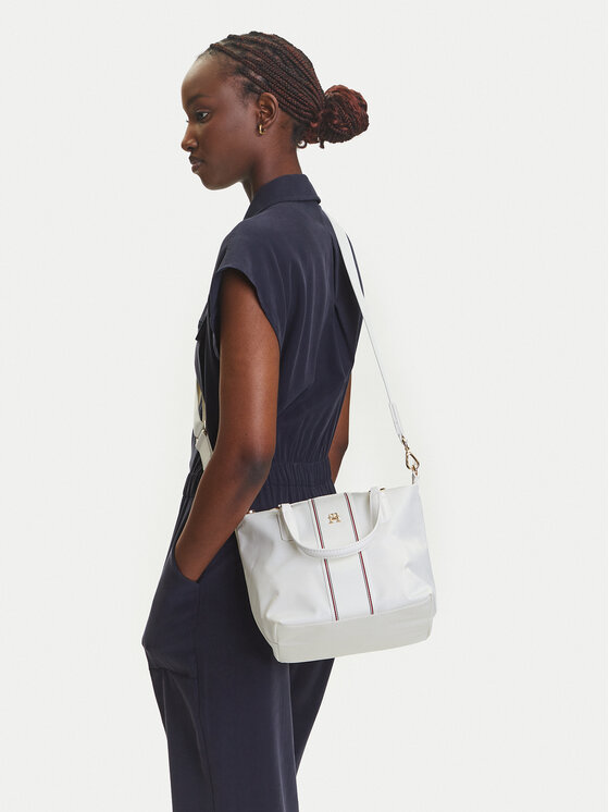 Tommy Hilfiger Tommy Hilfiger Borsetta Poppy Small Tote Corp AW0AW17204 Écru