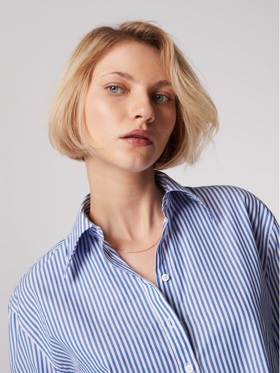 Simple Simple Marškiniai KOD505-01 Mėlyna Relaxed Fit