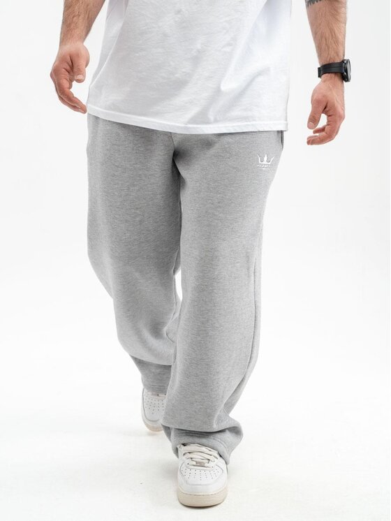 Jigga Wear Jigga Wear Spodnie dresowe Spodnie Dresowe Baggy Męskie Szare Jigga Wear Haft Logo Drawcord M Szary Baggy Fit