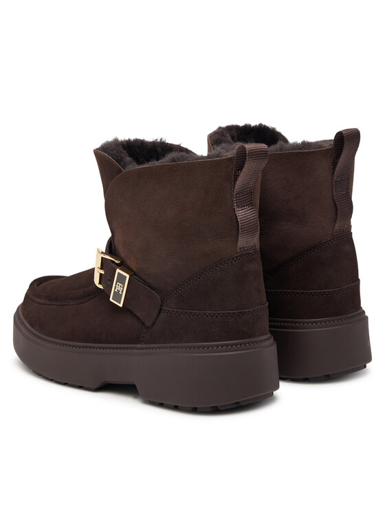 Tommy Hilfiger Tommy Hilfiger Schneeschuhe Th Buckle Shearling Snow Boot FW0FW09687 Dunkelbraun