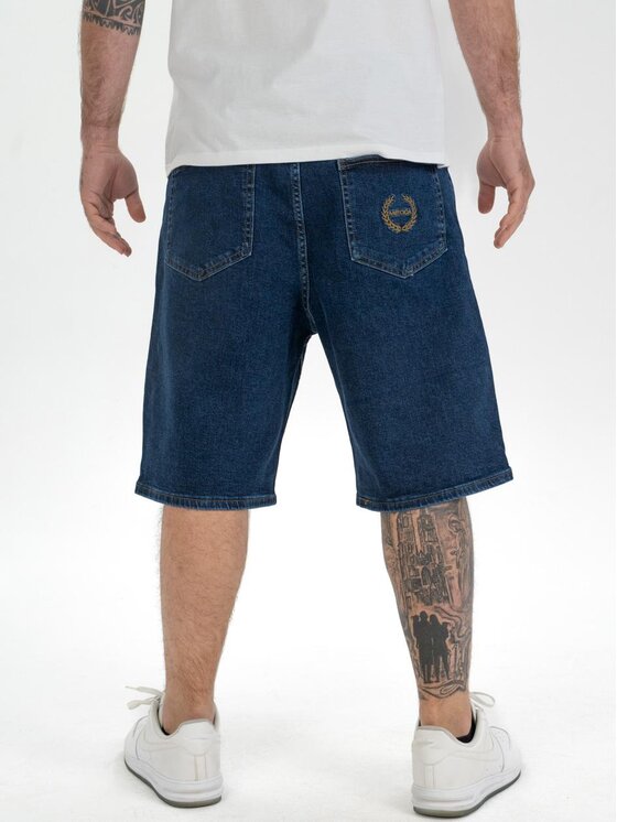 Metoda Sport Metoda Sport Szorty jeansowe Krótkie Spodenki Jeansowe Męskie Ciemne Niebieskie Metoda Sport Laur XL Niebieski Oversize