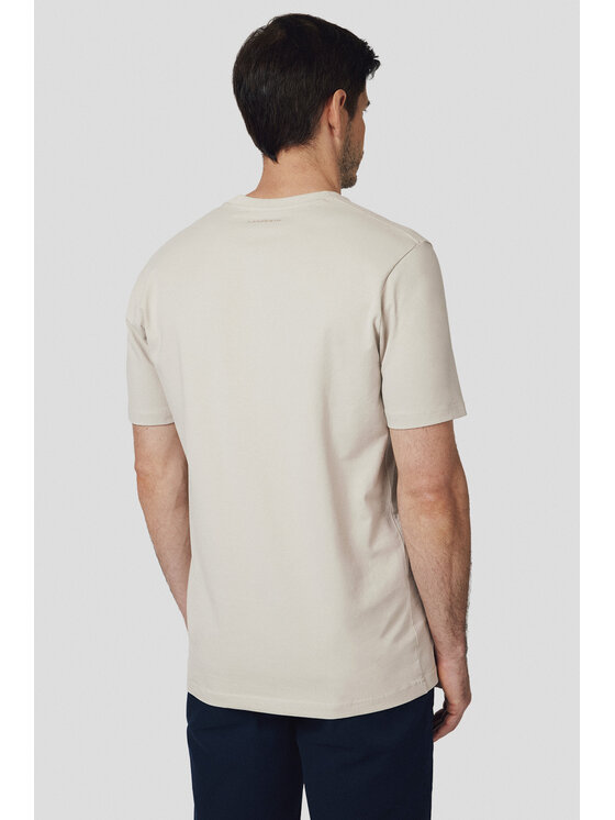 Lancerto Lancerto T-Shirt Koszulka z Bawełną Jasnobeżowa Jeffrey TS073124000039 Beżowy Regular Fit