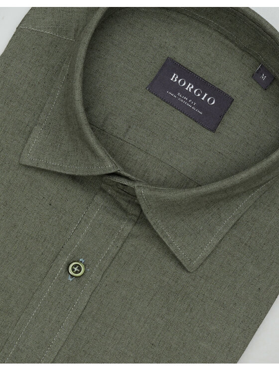 Borgio Borgio Koszula lentella 00595 Zielony Slim Fit