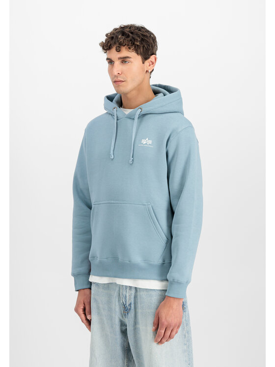 Alpha Industries Alpha Industries Bluza Basic Small Logo Hoodie Błękitny Regular Fit