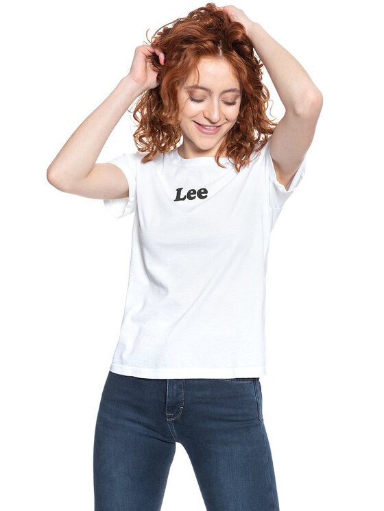 Lee Lee T-shirt LOGO T Bianco Slim Fit