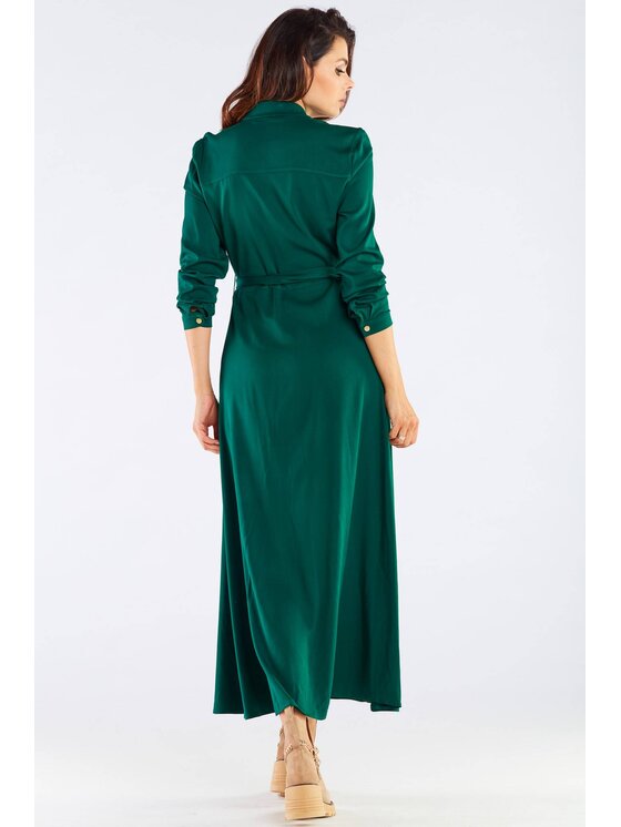 Awama Awama Letní šaty A451 Zelená Basic Fit