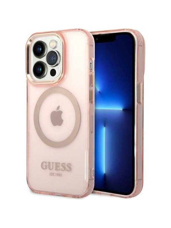 Etui na telefon Guess, Różowe złocenie, Outline MagSafe